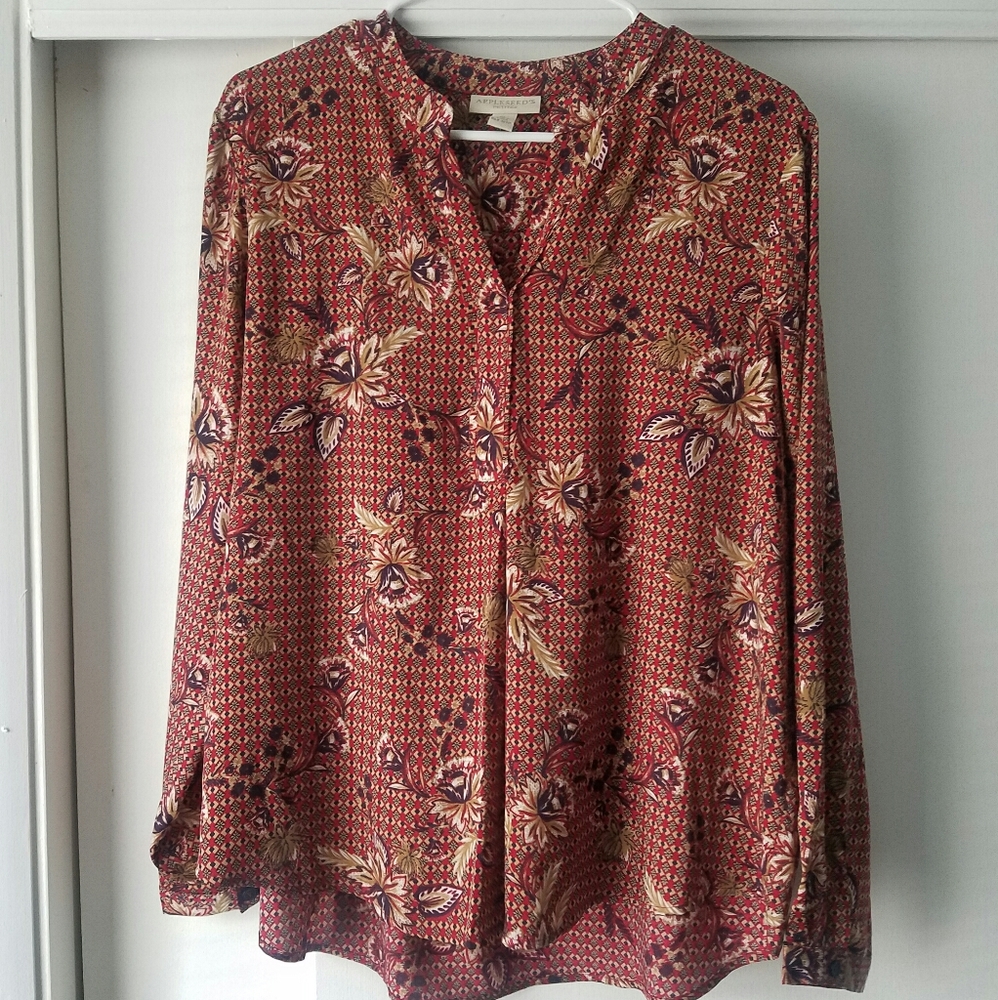 Appleseed's loral Print Blouse Size PL
